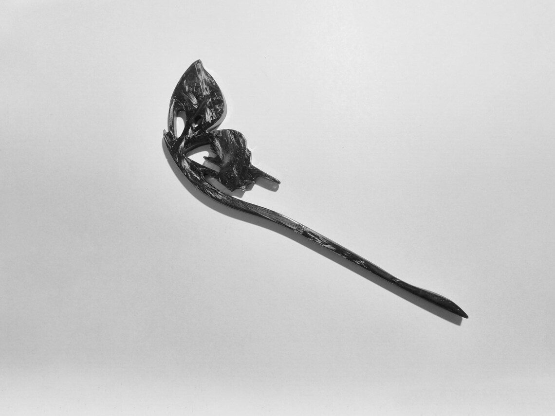 Butterfly Hair Pin (Forged Carbon)