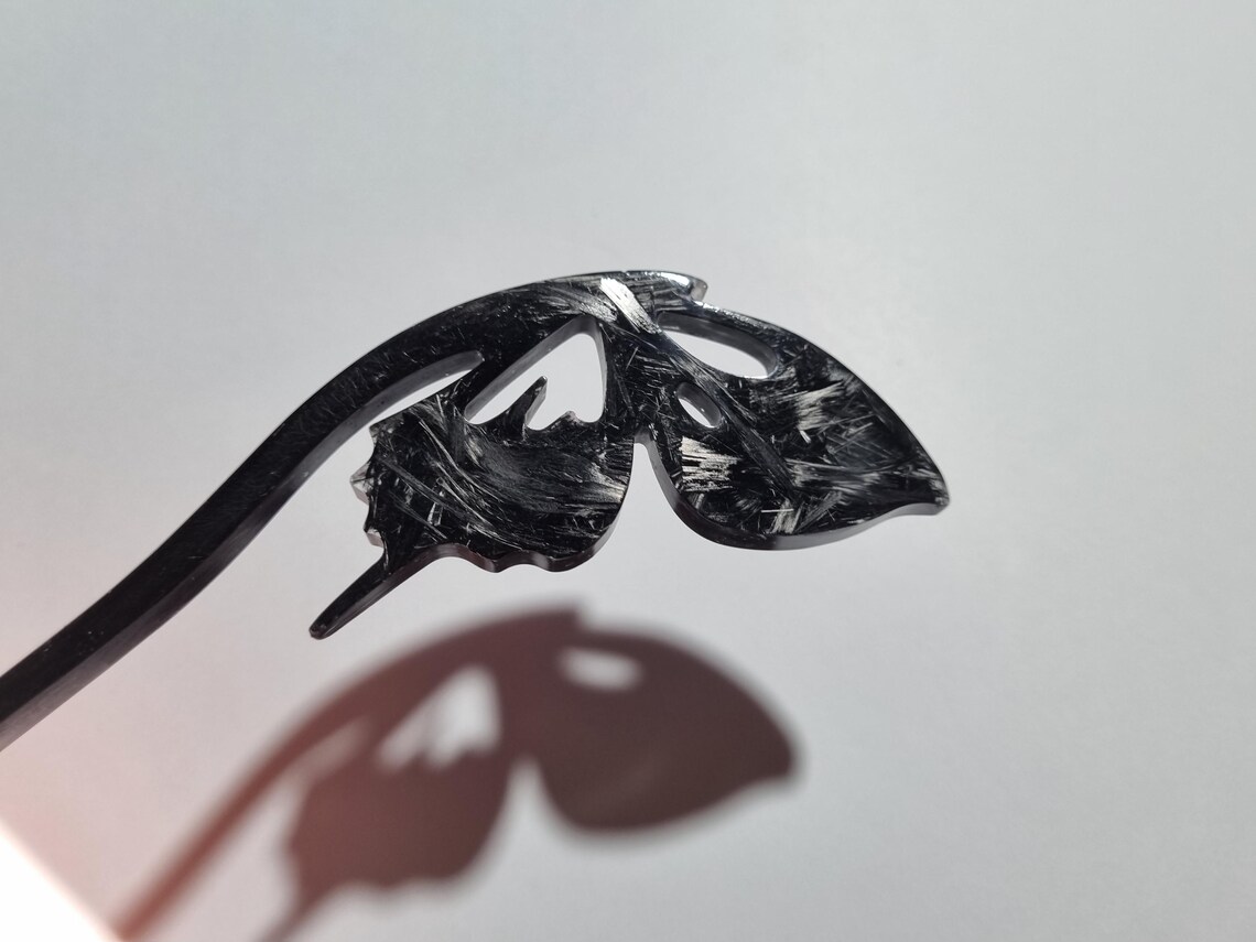 Butterfly Hair Pin (Forged Carbon)
